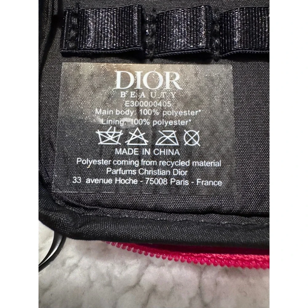 Dior Beauty Trousse Pouch Pink Canvas Miss Dior Logo Cosmetic Bag NWOT
